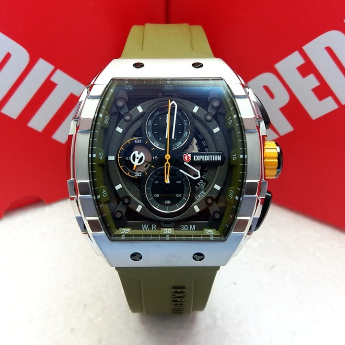 JAM TANGAN PRIA EXPEDITION EXP 6782 SILVER GREEN ORIGINAL BERGARANSI RESMI