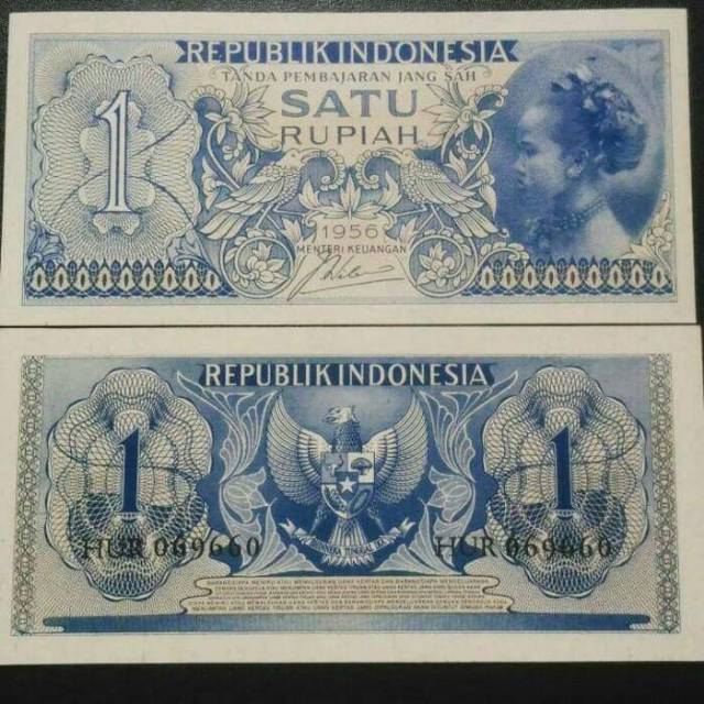 1 LEMBAR SATU  RUPIAH GADIS JAWA 1956