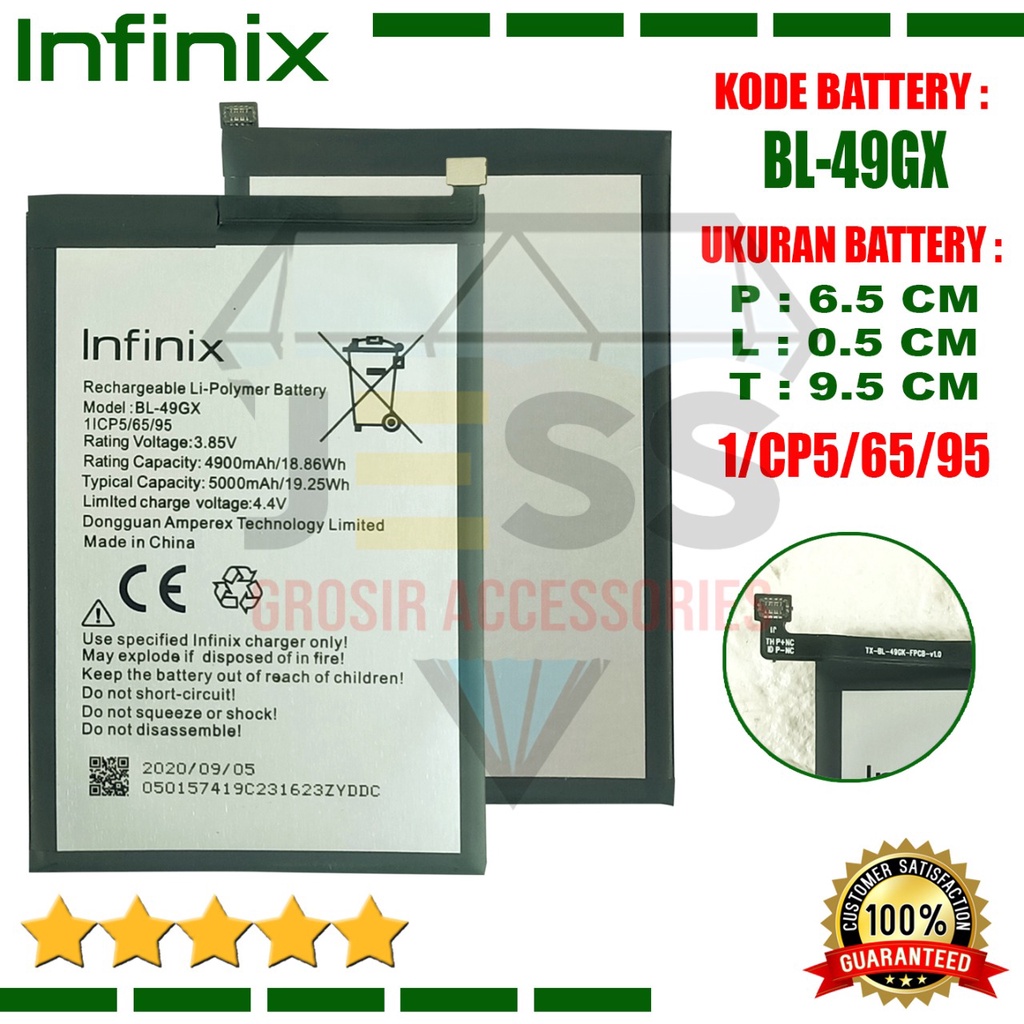 Baterai Battery Original Infinix Hot 11S - X6812 - X6812B Kode Batre BL-49GX BL49GX