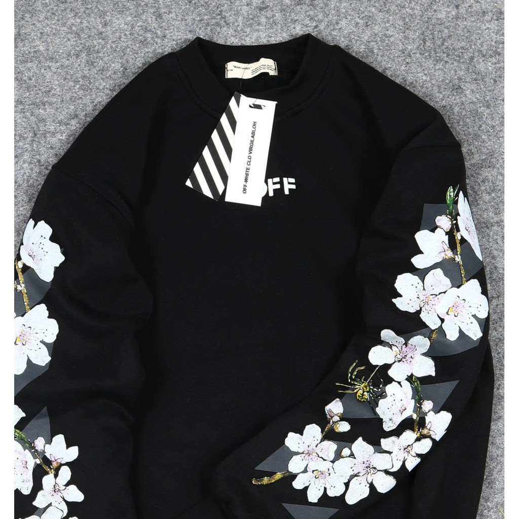 Jaket Crewneck OFF WHT CHERRY BLOSSOM – Black Edition Trendy Casual Unisex Good Brand Quality Stylis