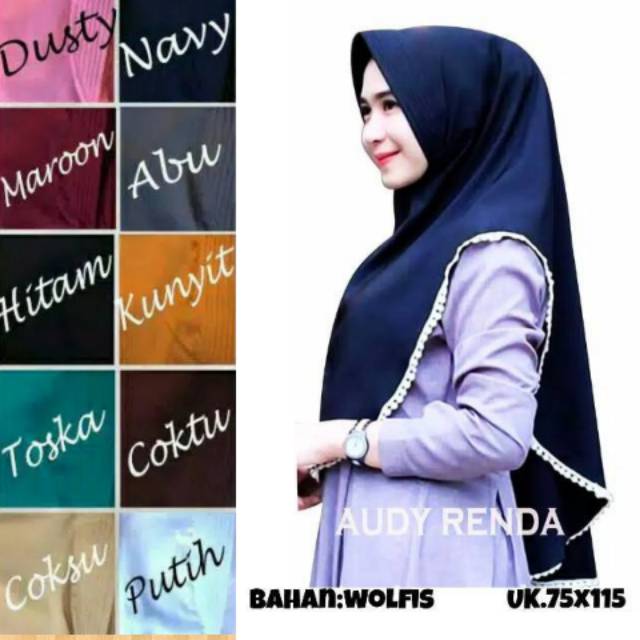 JILBAB AUDY RENDA / KHIMAR JUMBO RENDA / KHIMAR PET AUDY JUMBO RENDA  KHIMAR TURKI JILBAB INSTAN