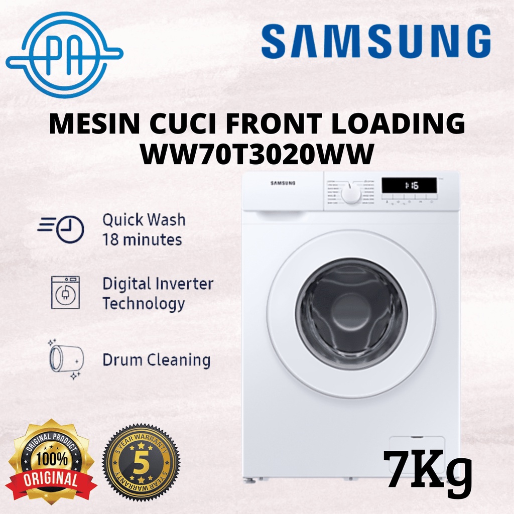 MESIN CUCI FRONT LOADING SAMSUNG 7KG WW70T3020WW / WW 70T3020WW GARANSI