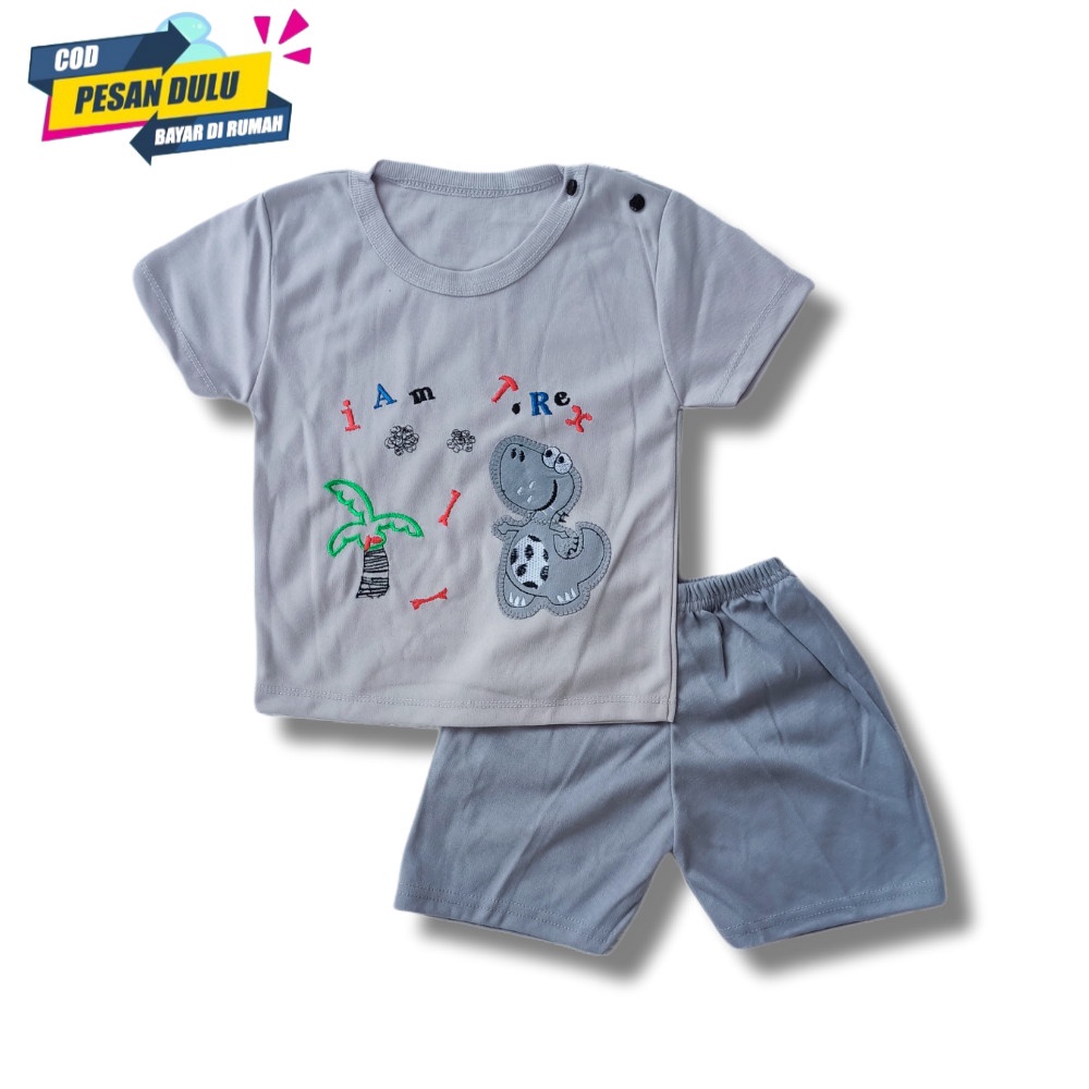 Setelan Pendek Baju Bayi Laki-laki size 3-18 Bulan MOTIF IAM TREX