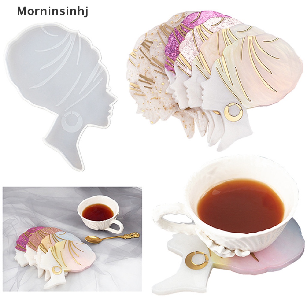 Mornin Afro Female Cetakan Resin Silikon DIY Membuat Coaster Cup Holder Craft Mould id