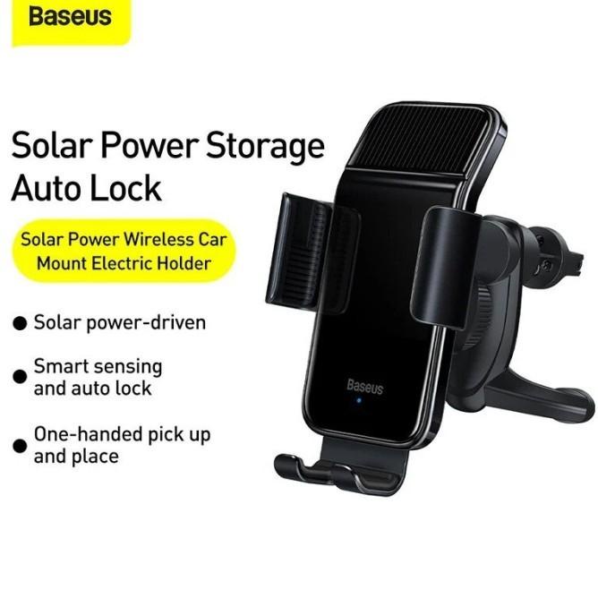 Baseus Car Holder Hp Mobil Auto Lock Electric Solar Power Air Vent