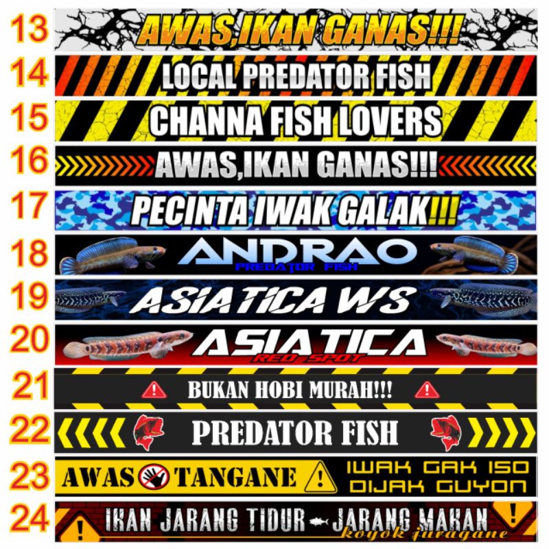 Sticker ikan CHANNA AQUARIUM, STICKER, antiAIR stiker ikan hias, cana stiker predator , stiker iwak galak