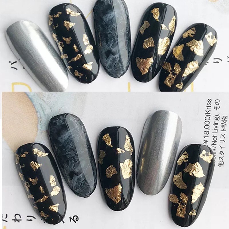 Nail Art Foil Paper gold dan silver Nail Decoration 3D