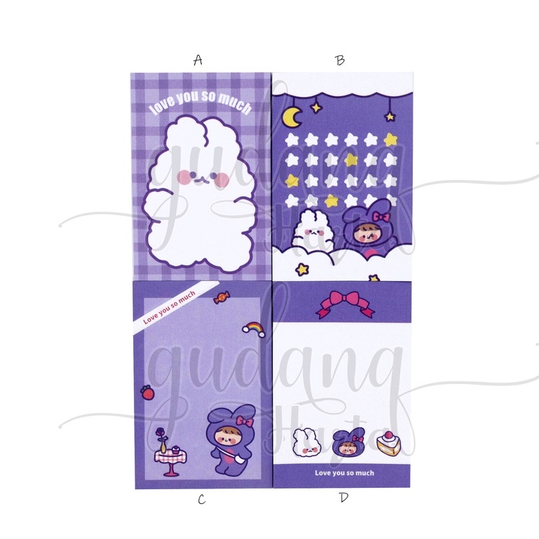 

GCC Sticky Notes Purple Fluffy Set Notes Motif Kelinci Ungu GCC 301223