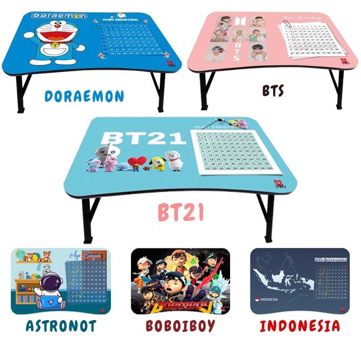 MEJA BELAJAR LIPAT ANAK KARAKTER DORAEMON, HELLO KITTY, KEROPPI, BT21, BTS MURAH UNIK LUCU TERLARISS