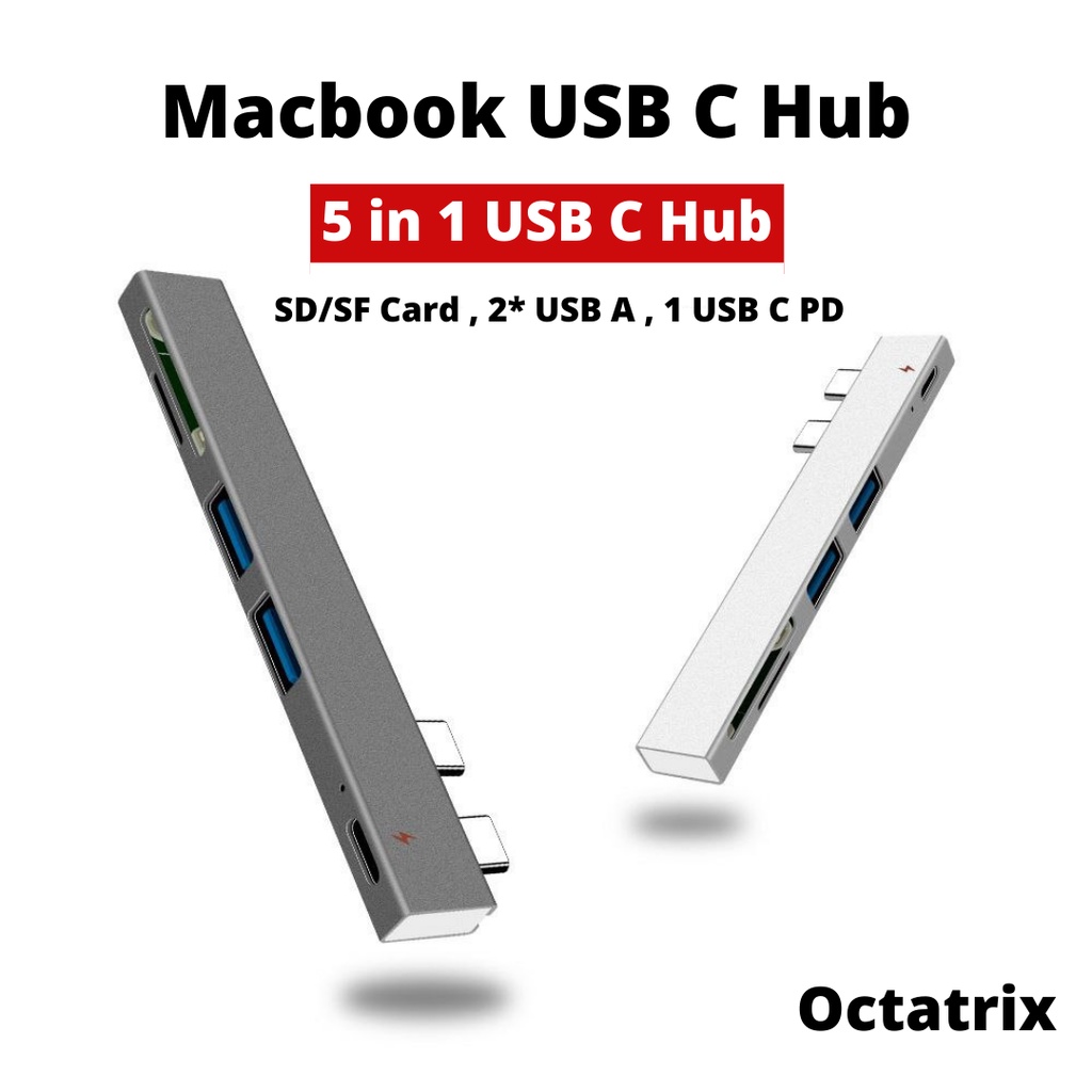 usb hub macbook 5 in 1 modern compact adapter converter multi port for macbook pro air m1 2016 2017 