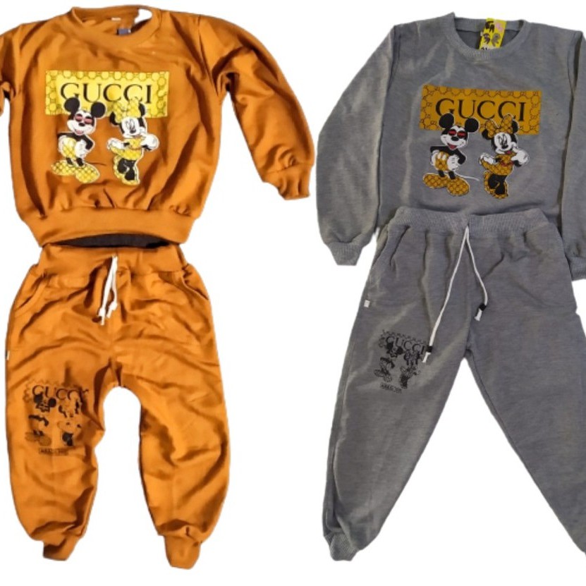Bisa COD Set Baby Jogger Karakter GUCCI Miky Mouse Setelan Anak Laki laki 1-6 Thn ( 1 Set Baju Anak)