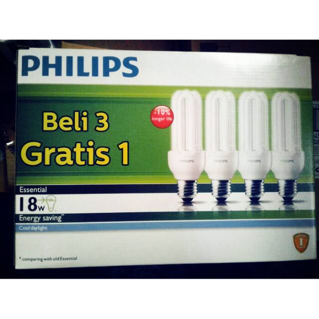 Lampu Philips Esential 18 Watt Paket Beli 3 Gratis 1