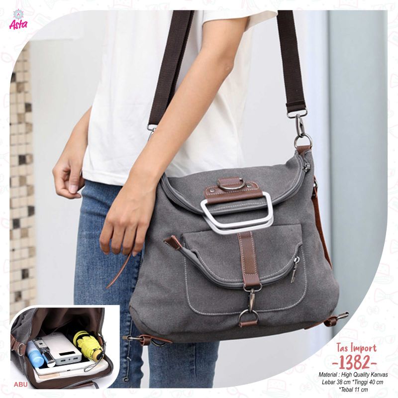 Tas Kanvas wanita murah import kode 1382 ori by Asta