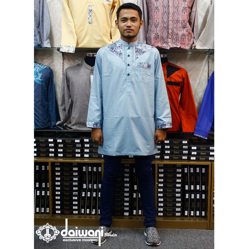 BAJU KURTA PAKISTAN MOTIF 01BIRU LANGIT TERBARU DAN LIMITED EDITION