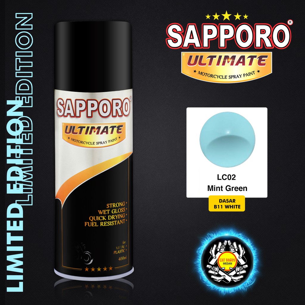 SAPPORO ULTIMATE LC02 MINT GREEN CAT SEMPROT 400 ML TOSCA MUDA PASTEL BIRU TOSCA PASTEL HIJAU TELUR 