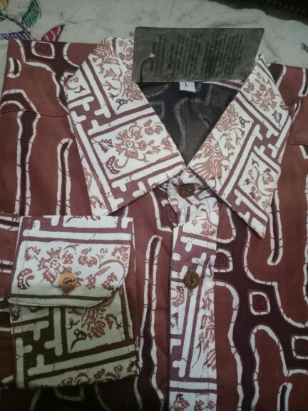 Promo Kemeja Batik Semi Sutra Lengan Panjang Ukuran M L Xl  Semoga Barokah...