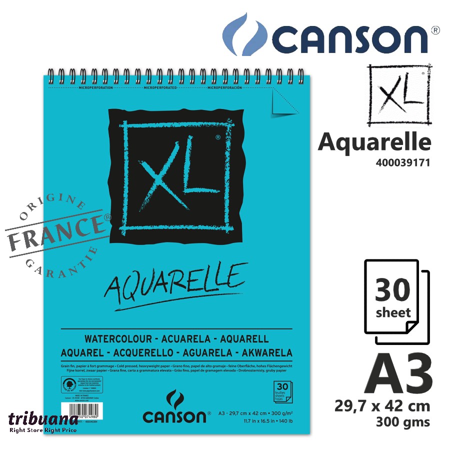 

CANSON XL Aquarelle Watercolour A3/300gms - 30 Sheets (Album) 400039171