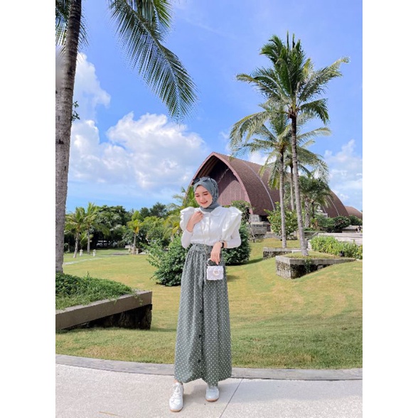 ROK PANJANG WANITA POLKADOT KANCING || Skrit Korea Kancing