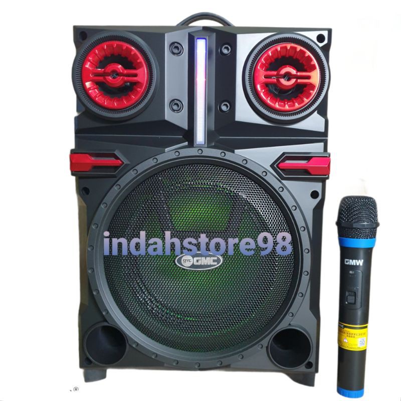 Speaker Portable 8 inch GMC 897R Bluetooth Karaoke XBass Mic Wireless ORIGINAL GMC 897H # Dat # Adva