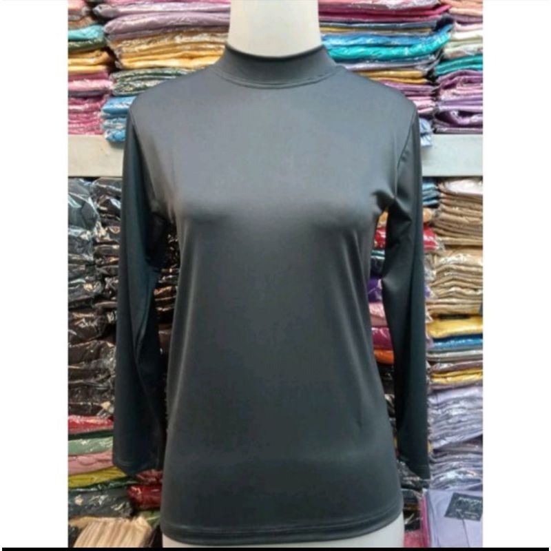 PROMO MANSET BADAN POLOS TEBAL ADEM TURTLENECK BAHAN KAOS TIDAK LICIN-ABU TUA