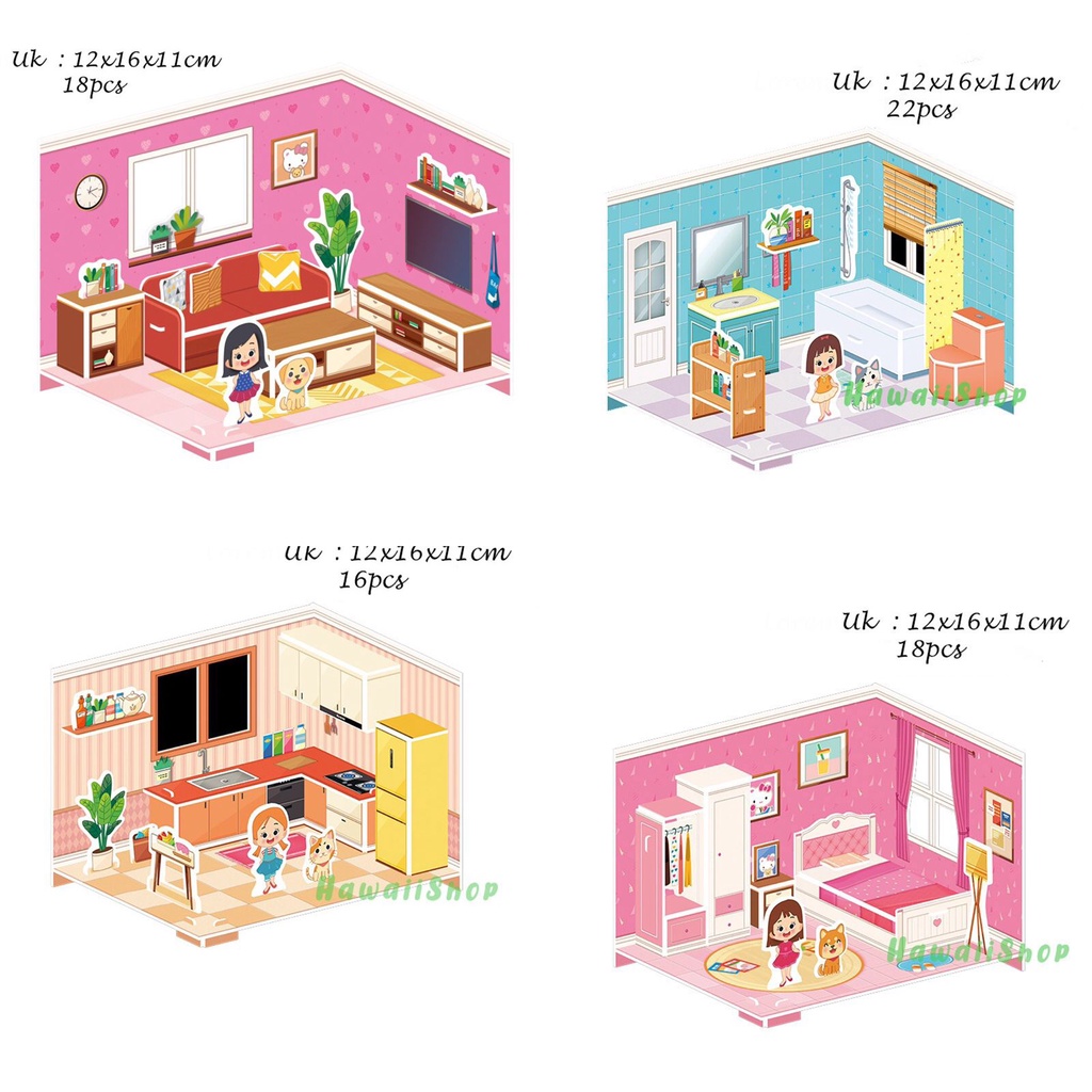 Puzzle 3D DIY bahan foam &amp; paper mainan puzzle edukasi anak - Kitchen