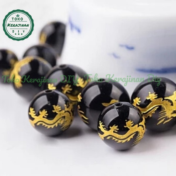 Bahan Gelang Batu Tibet Motif Naga Emas Bahan Kerajinan DIY