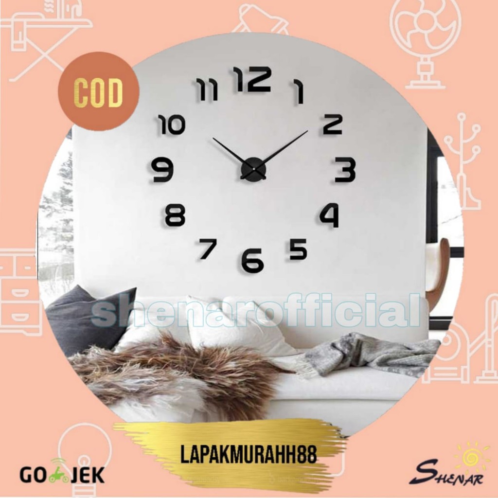 JAM DINDING / JAM DIY BESAR 75 CM / JAM DINDING BISA TEMPEL DI TEMBOK /  WATER &amp; STEAM RESISTANT