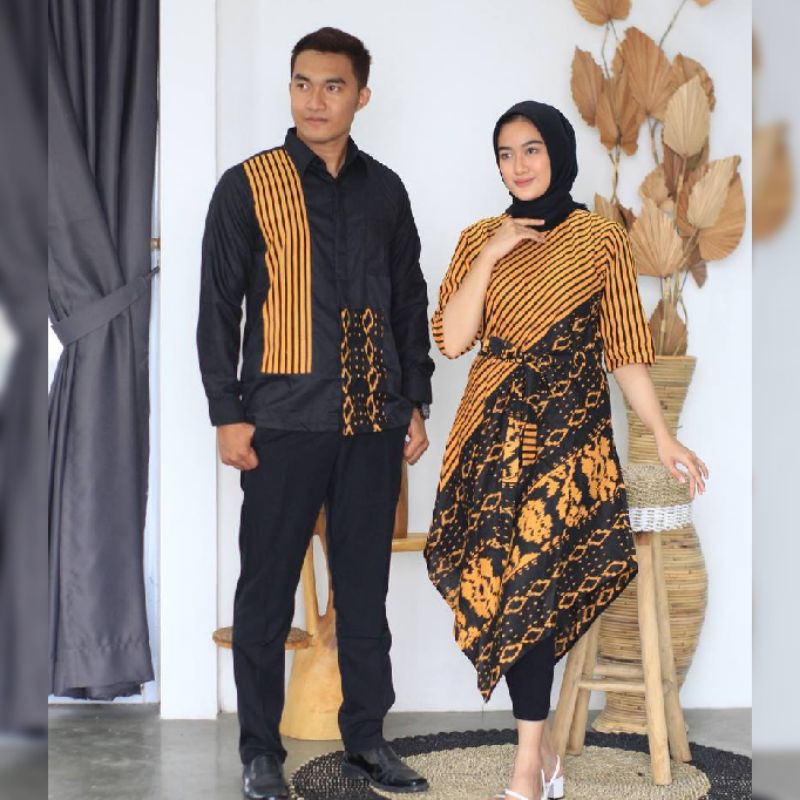dress batik modern wanita flare murah grosir lace brukat jumbo YUMNA COUPLE
