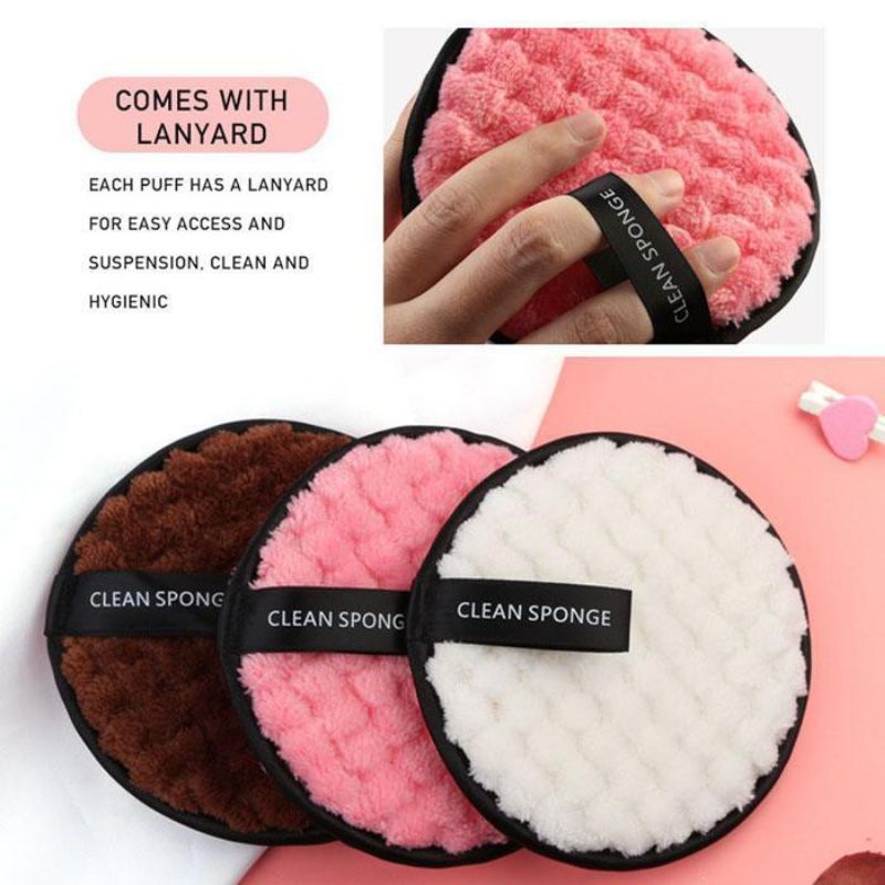 (LEMBUT)Makeup Removal Clean Sponge Puff Double-Sided Face Cleansing Makeup Remover  Cotton Pads