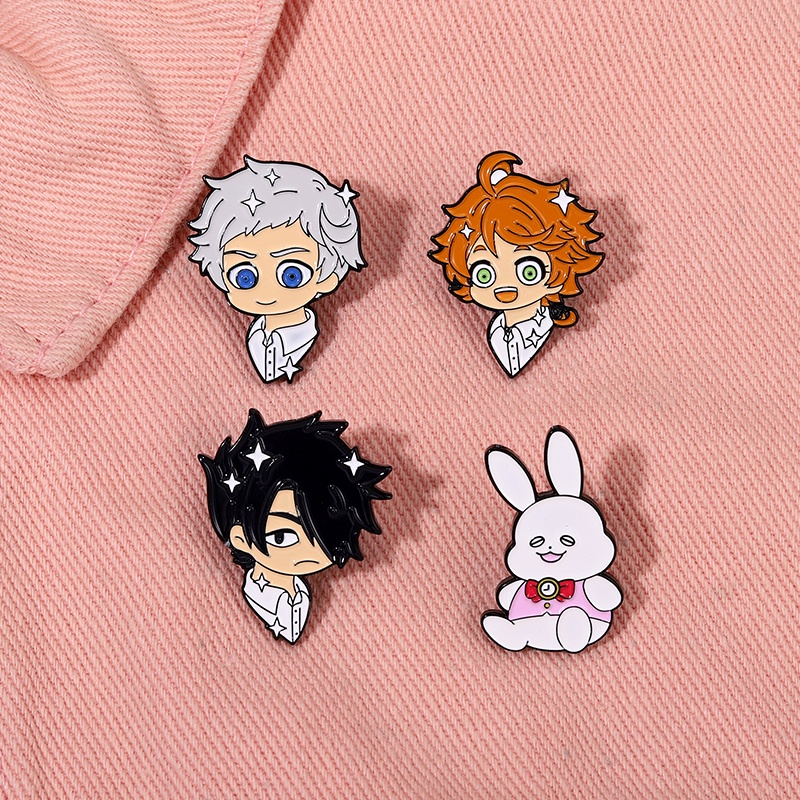 Baru Yang Dijanjikan Neverland Enamel Kerah Pin Anime Emma Norman Alloy Bros Lencana Pin Kartun Perhiasan Hadiah