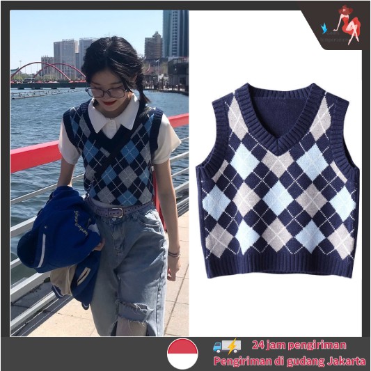 AMIEE - Vest Rompi Rajut Korean Style Wanita Baju Atasan