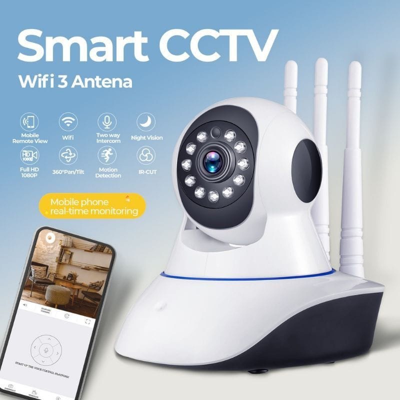 IP Camera CCTV WIRELESS Wifi 3 Antena V380 - Ip Cam v380 Wifi Smart Net Camera