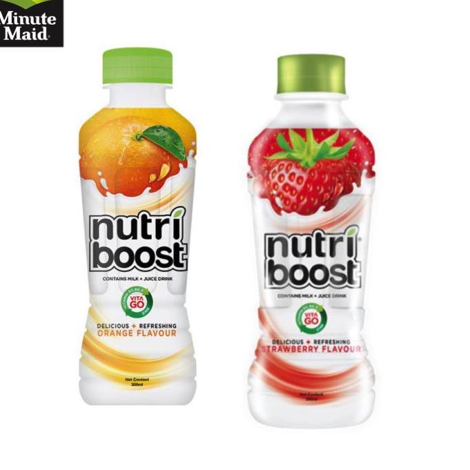 

{New Mall SZ 12Ju9Ax} Minute Maid Nutriboost Strawberry Pet 300 ml + Minute Maid Nutriboost Orange P