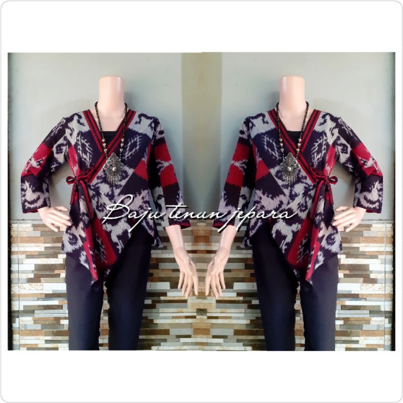 kimono tenun premium blazer tenun etnik atasan tenun blus tenun baju tenun jepara BTB62