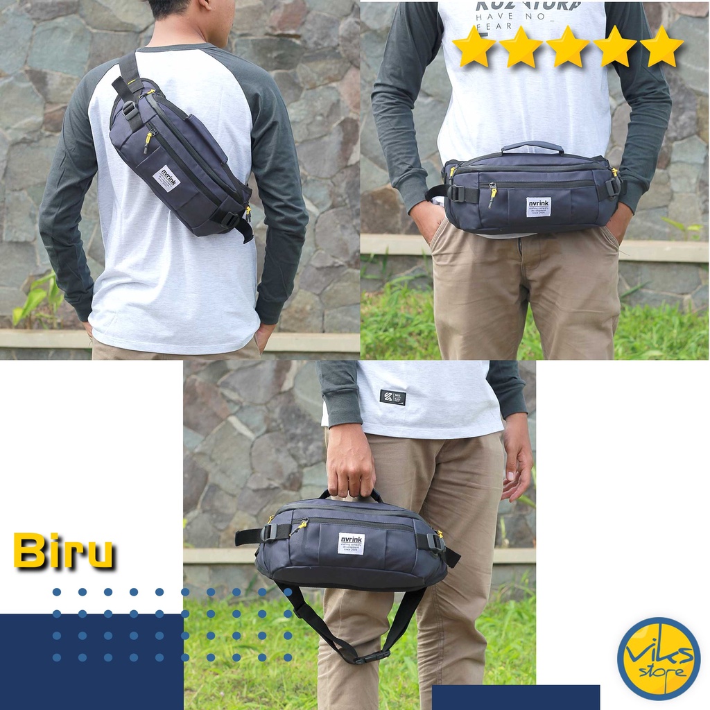 Tas Pinggang Pria Cowok Cewek Nvrink Original Selempang Waistbag Besar Casual Premium Multifungsi Lokal