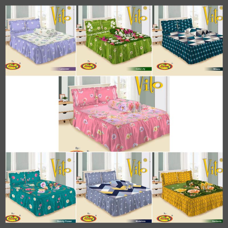 HS SPREI RUMBAI VITO 180X200 GARDENIA,CALLA LILY,LAVENDER,BEAUTY FLOW,BLOOMINGDALE,MILANO,MODELISTA