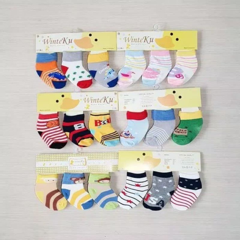 (3pcs) KAOS KAKI BAYI WINTEKU 3IN1- KAOS KAKI BAYI MURAH - KAOS KAKI BAYI LEMBUT