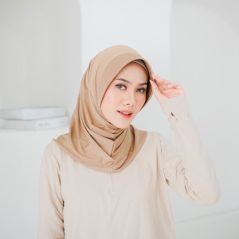 Bergo Sport / Hijab Sporty / Hijab Instant / Hijab Sporty Olah Raga Jersey-Mocca