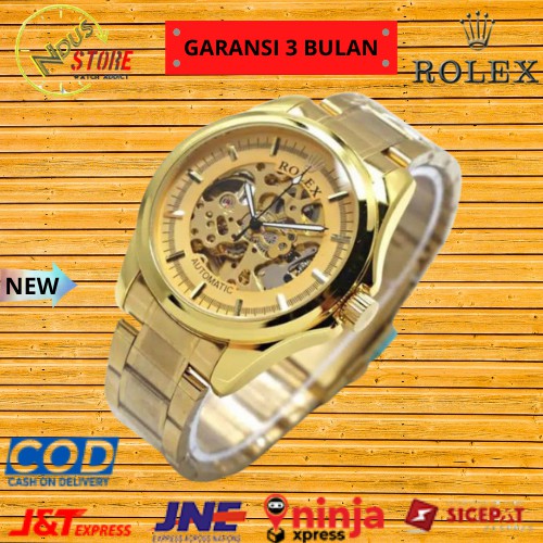 Jam Tangan Rolex Pria Cowok Automatic Rantai Gold | Jam Tangan Laki Laki Rolek Autometik