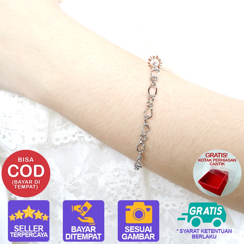 Lovelybutik Gelang Titanium Rik4 Gelang Tangan Wanita Anti Karat  Uk. 18 cm BONUS KOTAK PERIASAN