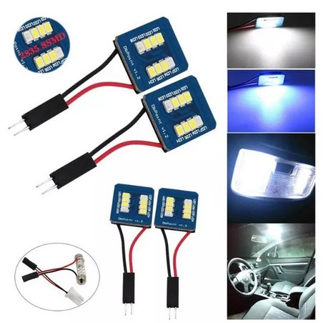 Lampu LED PLAFON Kabin Mobil Festoon Ambience WELCOME Putih Biru