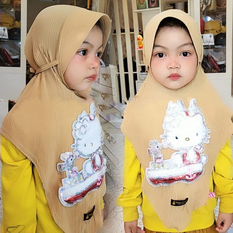 Hijab Instan Tali Pet Plisket Boneka