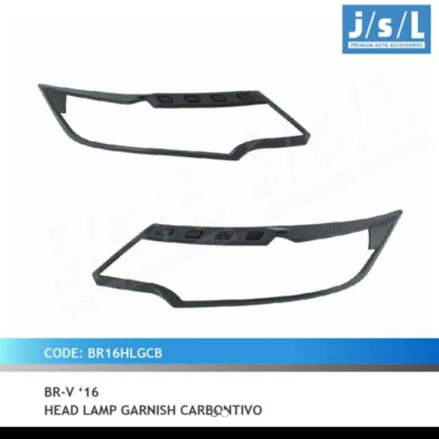 Garnish lampu depan Honda BRV/ head lamp garnish Hitam Chrome Carbon jsl