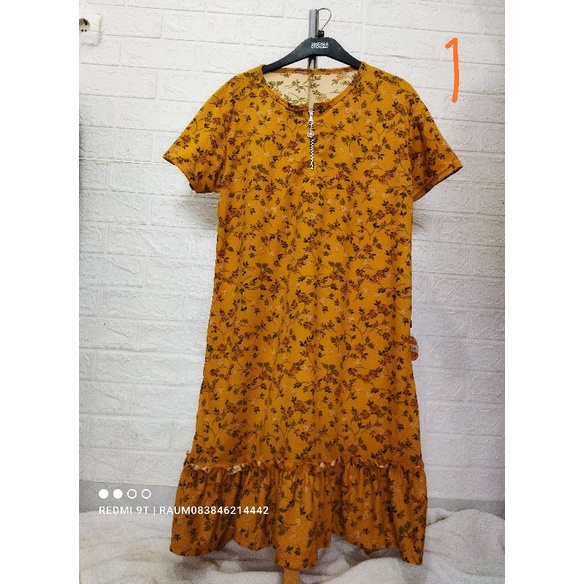 Daster Wanita BUSUI JUMBO Ld 120cm Gamis Rempel Ruffle Resleting Depan Premium Daster Rempel Homey D