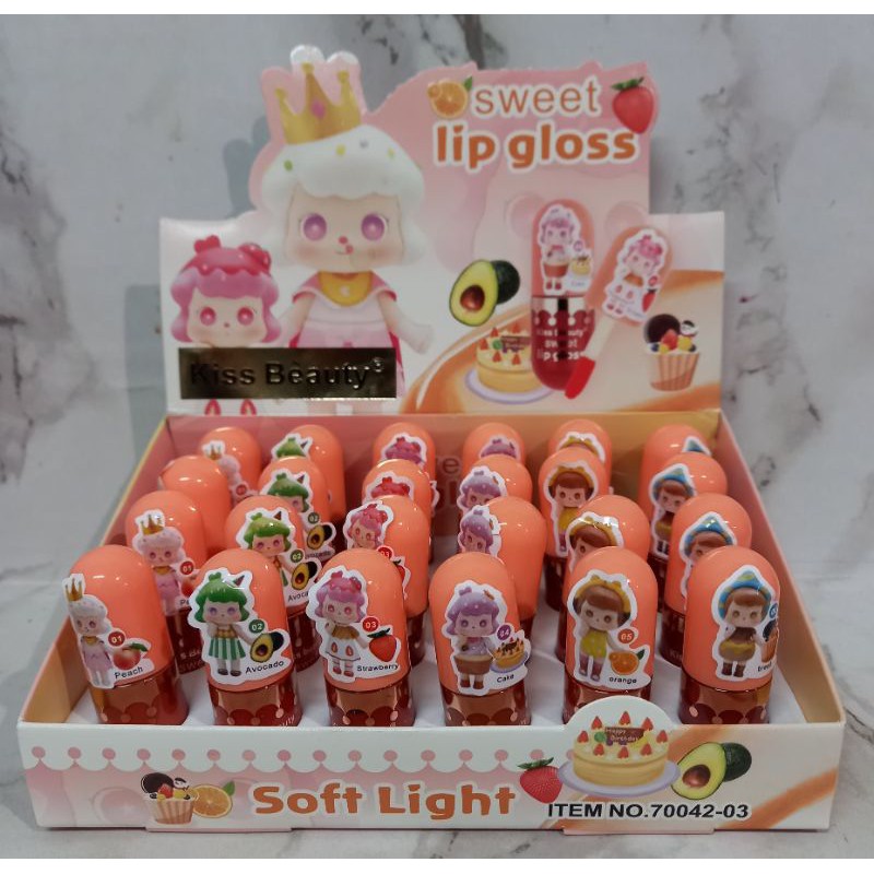 LIP GLOSS MATTE  KISS BEAUTY SOFT LIGHT PERBOX ISI 24PCS NO.70042-03