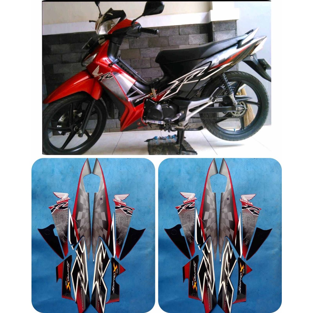 Striping Stiker Lis Les Body Motor Full Set Honda Supra X 125 R CW 2008-2009 Standar Original Warna 