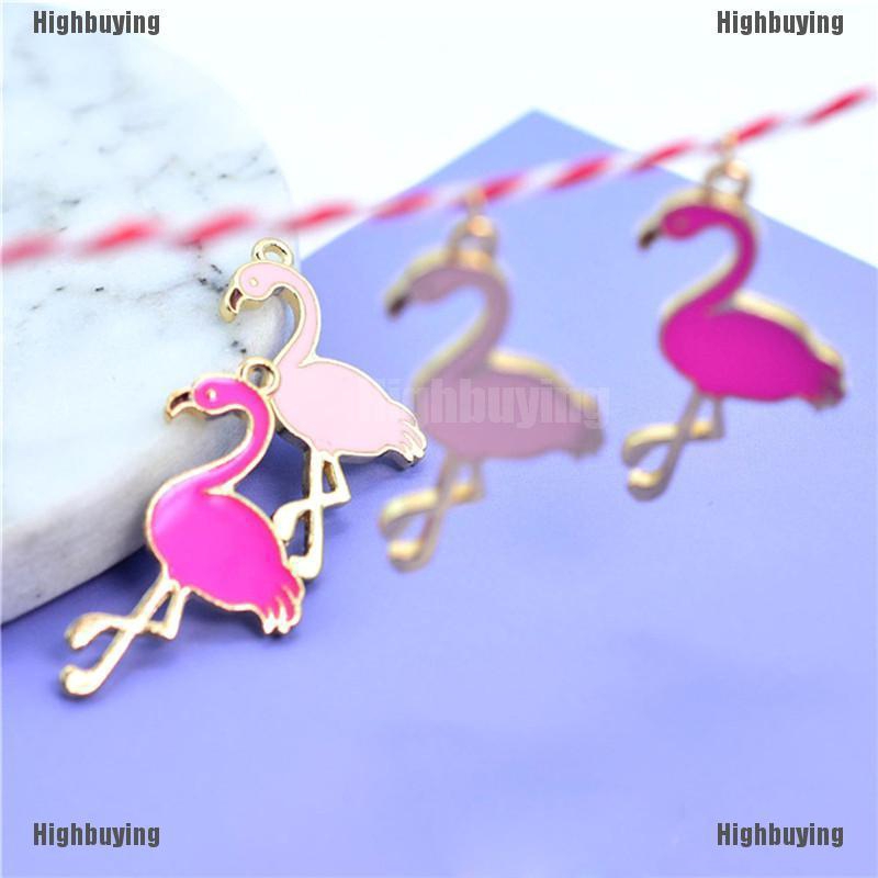 Liontin Enamel Bentuk Flamingo Untuk Perhiasan Kalung Dan Gelang