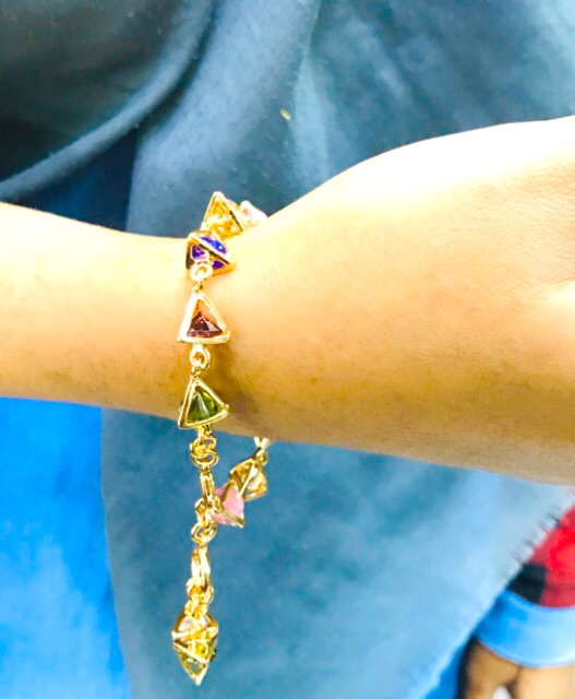 Gelang tangan wanita // gelang tangan //gelang permata model segitiga// perhiasan lapis emas /gelang