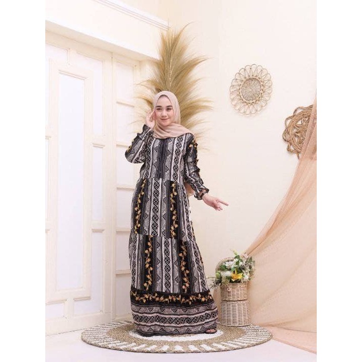 Gamis Garis Salur Rayon Viscose Premium