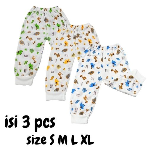 Celana Panjang Bayi Isi 3 Pcs Size S M L XL